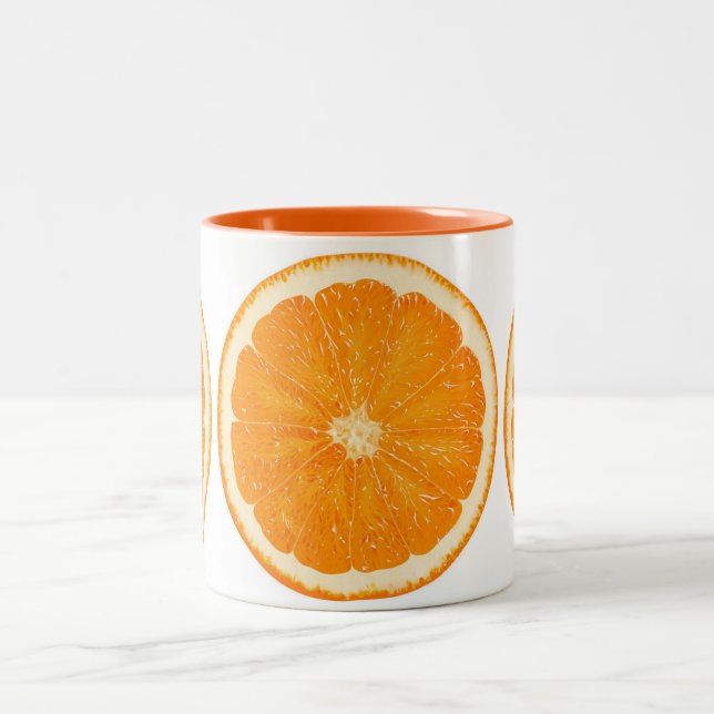 Orange Zitrusfrucht-Tasse Zweifarbige Tasse (Mittel)