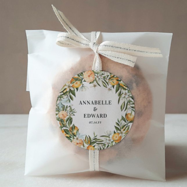 Orange Zitrusfrüchte elegante moderne minimale Hoc Runder Aufkleber (Von Creator hochgeladen)