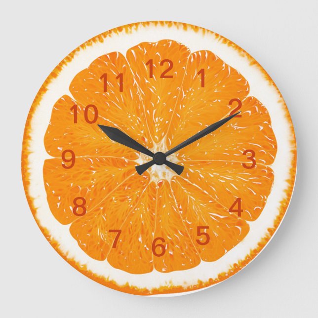 Orange Zitrusfruchtwand clock* Große Wanduhr (Vorderseite)