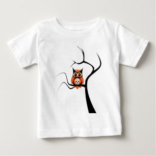 Orange Zuckerschädel-Eule im Baum Baby T-shirt