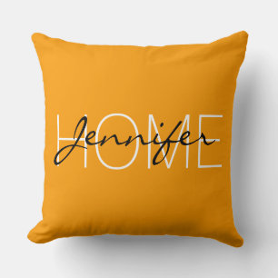 Orange Zuhause monogram Kissen