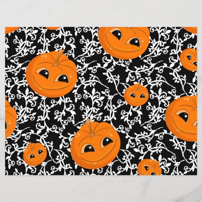 OrangeBlack Halloween Pumpkin Scrapbook Paper (Vorderseite)