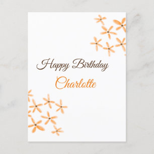 Orangebraune Blume Alles Gute zum Geburtstag Namen Postkarte