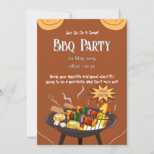 Orangebraune festliche BBQ-Party-Einladung Einladung