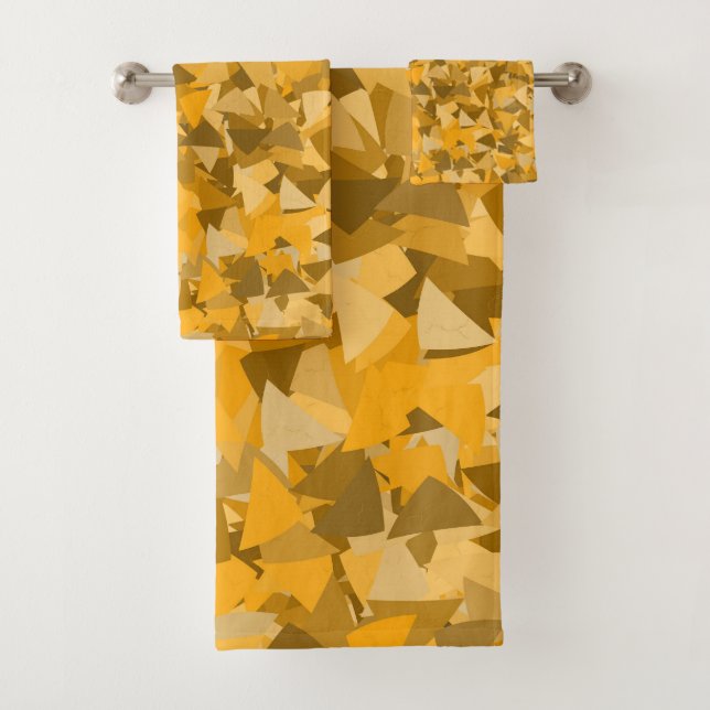 Orangebraunes Dreieckmuster Badhandtuch Set (Insitu)