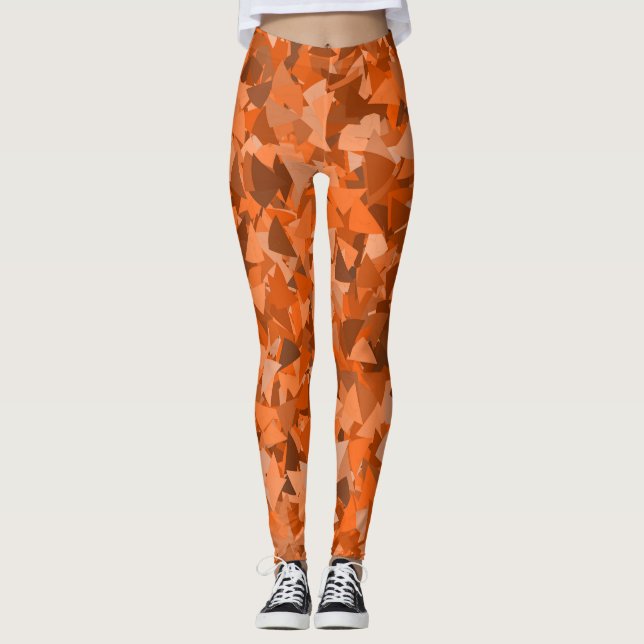 Orangebraunes Dreieckmuster Leggings (Vorderseite)