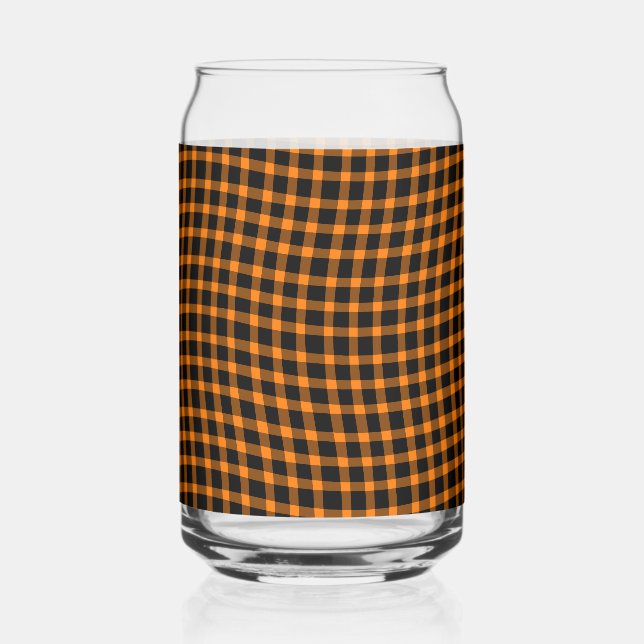 Orangebraunes Karo-Karo-Nahtloses Muster Dosenglas (Vorderseite)