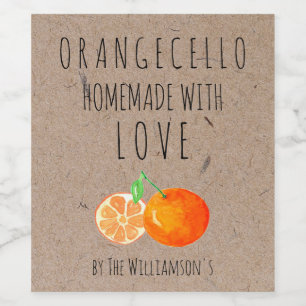 Orangecello Homemade mit Liebe Kraft Paper Weinetikett