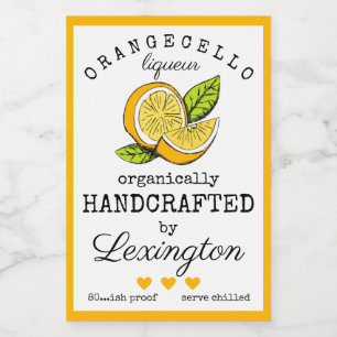 Orangecello Likör-Etikett für eine kleine Flasche  Lebensmitteletikett