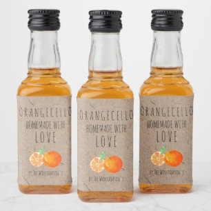 Orangecello selbstgemacht mit Liebe Kraftpapier Alkoholflaschenetikett