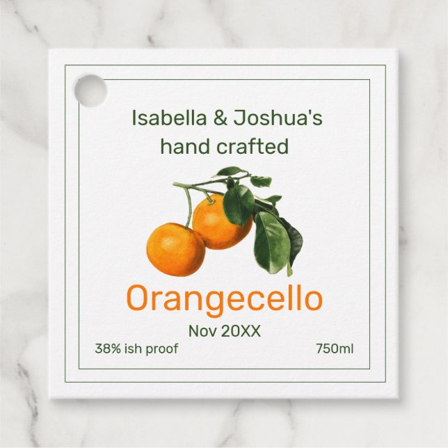 Orangecello | Vintage Orangendarstellung Geschenkanhänger (Vorderseite)