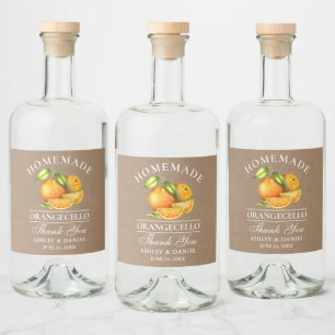 Orangecello Wedding Kraft Alkoholflaschenetikett