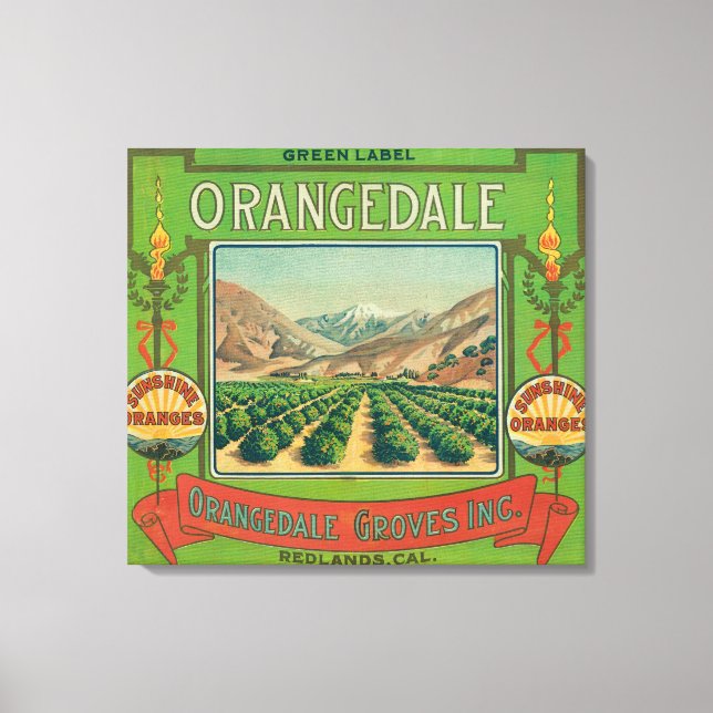 Orangedale Orange LabelRedlands, CA Leinwanddruck (Vorderseite)