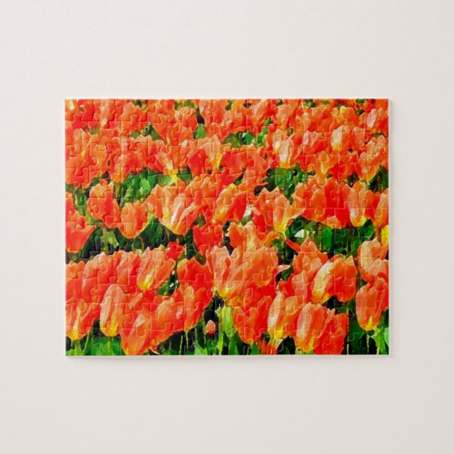 Orangefächer für Tulpen Puzzle (Horizontal)