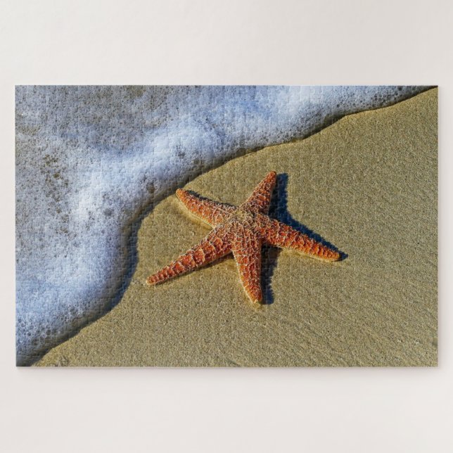 Orangefangene Seesterne am Strand Puzzle (Horizontal)