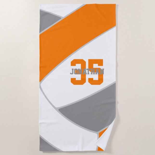 orangefarben oder personalisierte Volleyball Strandtuch (Vorderseite)