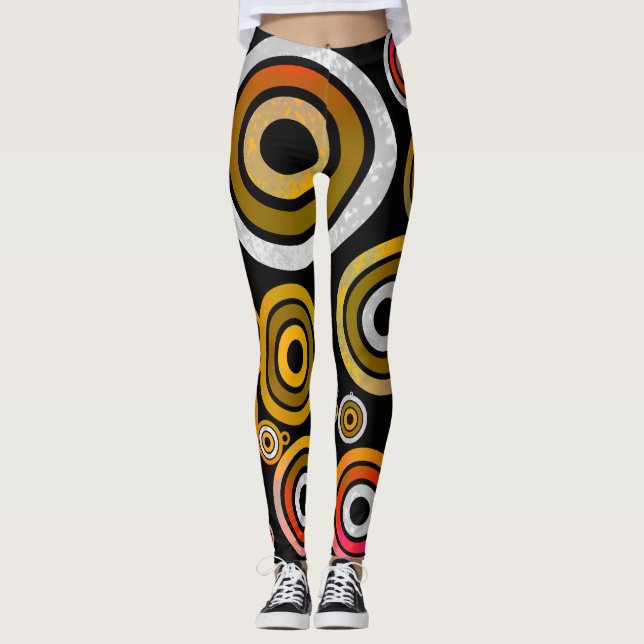 Orangefarbene abstrakte Leggings (Vorderseite)