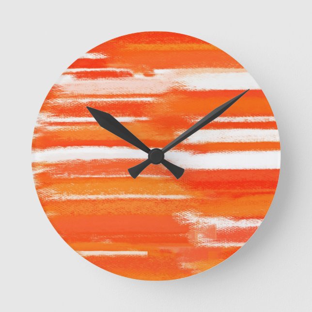 Orangefarbene Abstrakte Malerei Runde Wanduhr (Vorderseite)