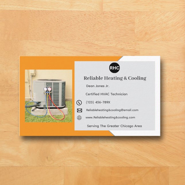Orangefarbene AC Unit Heizungs-Kühlerhauptkarte Visitenkarte (Orange AC Business Card )