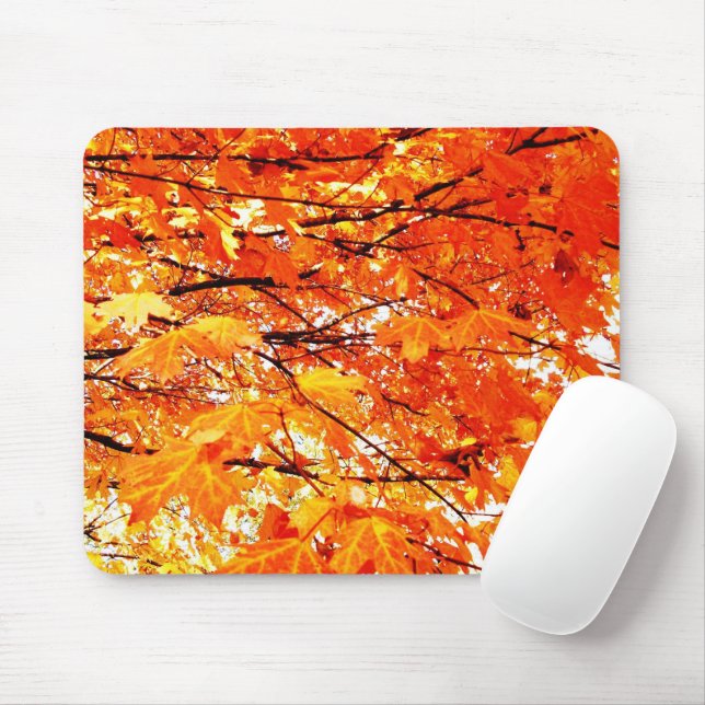 Orangefarbene Ahorn-Blätter im Herbstmousepad Mousepad (Mit Mouse)