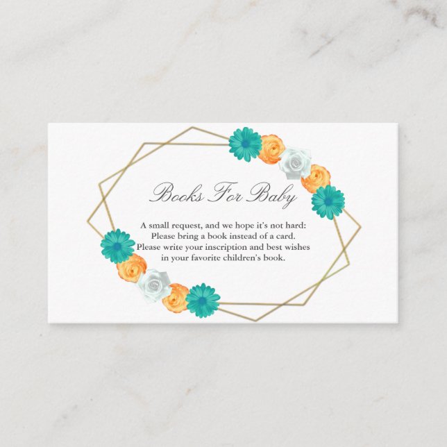 Orangefarbene Aquamarine geometrische Bücher für K Begleitkarte (Vorderseite)