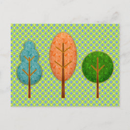 Orangefarbene Aquamarine Grünbäume mit modernem Po Postkarte