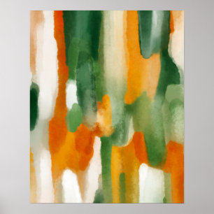 Orangefarbene Aquarellbilder Poster