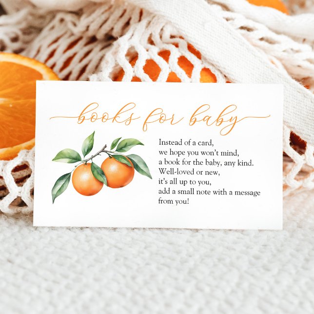 Orangefarbene Babyduschbücher für Kinder Begleitkarte (Von Creator hochgeladen)