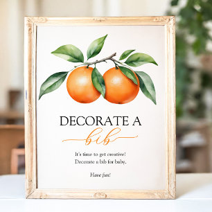 Orangefarbene Babydusche Dekorieren ein Bib-Zeiche Poster
