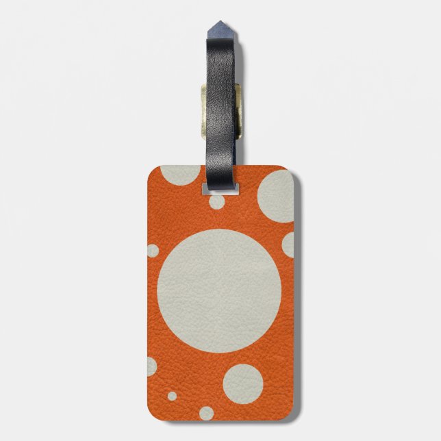 Orangefarbene Bereiche auf Stein-Leder-Druck Gepäckanhänger (Rückseite vertikal)