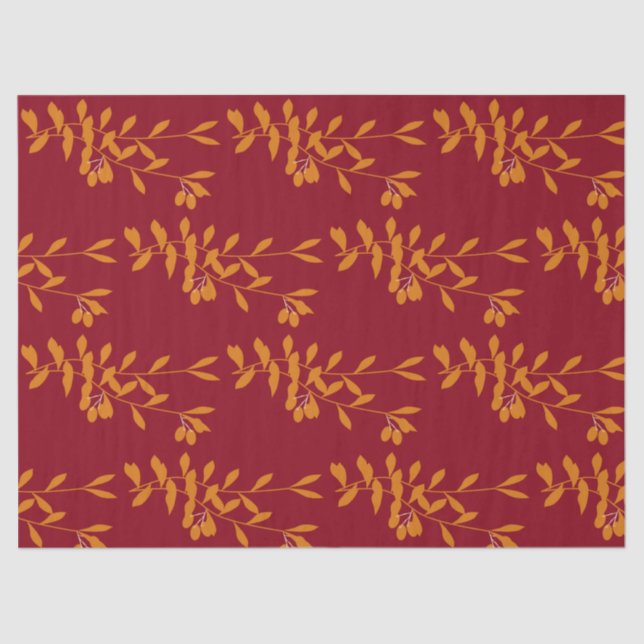 Orangefarbene Blätter der Silhouette auf rot Seidenpapier (Vorderseite)