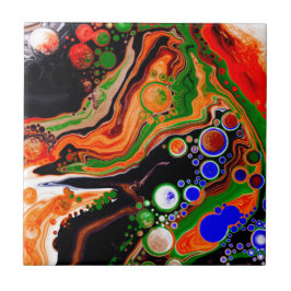 Orangefarbene, blaue, grüne, schwarze, digitale Fl Fliese