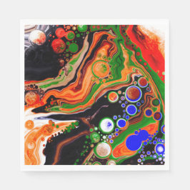 Orangefarbene, blaue, grüne, schwarze, digitale Fl Serviette