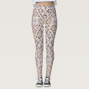 Orangefarbene/blaue Multi-Pattern Frauen Leggings