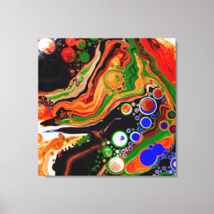Orangefarbene, blaue, schwarze, digitale Fluid-Kun Leinwanddruck