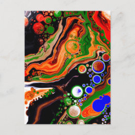 Orangefarbene, blaue, schwarze, digitale Fluid-Kun Postkarte