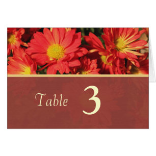 Orangefarbene Blume Abendessen Tischnummer Karte