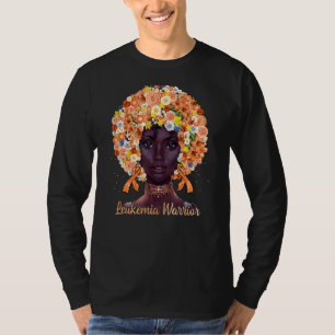 Orangefarbene Blume Afro Haar Schwarze Leukämie Wa T-Shirt