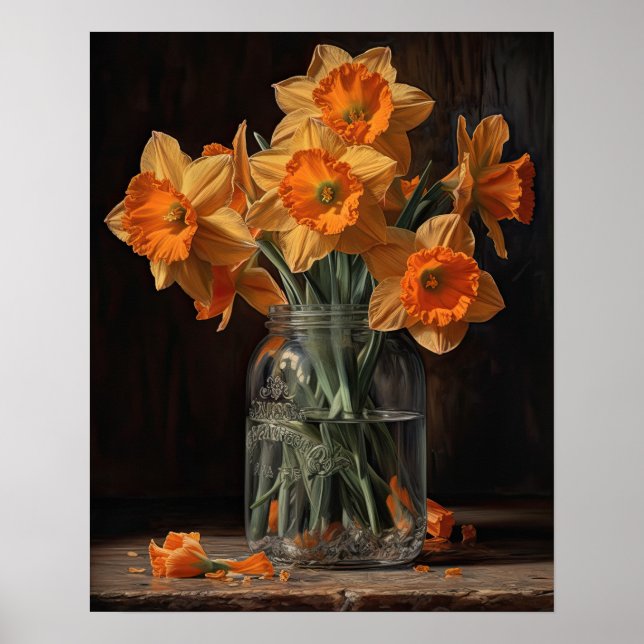 Orangefarbene Blume Art Print Poster (Vorne)