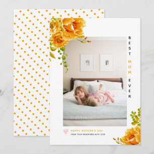 Orangefarbene Blume Beste Mama je Muttertag Foto Feiertagskarte