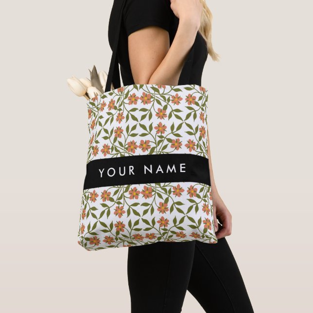 Orangefarbene Blume, Blumenmuster, Boho, Ihr Name (Von Nahem)