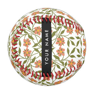 Orangefarbene Blume, Blumenmuster, Boho, Ihr Name Baseball