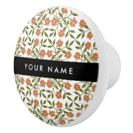 Orangefarbene Blume, Blumenmuster, Boho, Ihr Name Keramikknauf