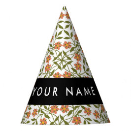 Orangefarbene Blume, Blumenmuster, Boho, Ihr Name Partyhütchen