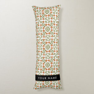 Orangefarbene Blume, Blumenmuster, Boho, Ihr Name Seitenschläferkissen