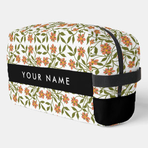Orangefarbene Blume, Blumenmuster, Boho, Ihr Name Waschbeutel