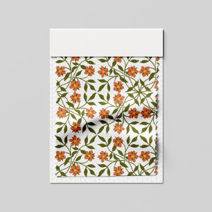 Orangefarbene Blume, Blumenmuster, Grünpflanzen, B Stoff