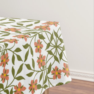 Orangefarbene Blume, Blumenmuster, Grünpflanzen, B Tischdecke