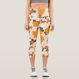Orangefarbene Blume, Blumenmuster, Muster von Blum Capri Leggings