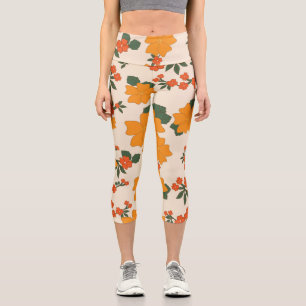 Orangefarbene Blume, Blumenmuster, Muster von Blum Capri Leggings